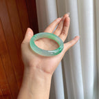 冰种飘绿花翡翠翡翠平安镯（54.5mm）（yc310325）