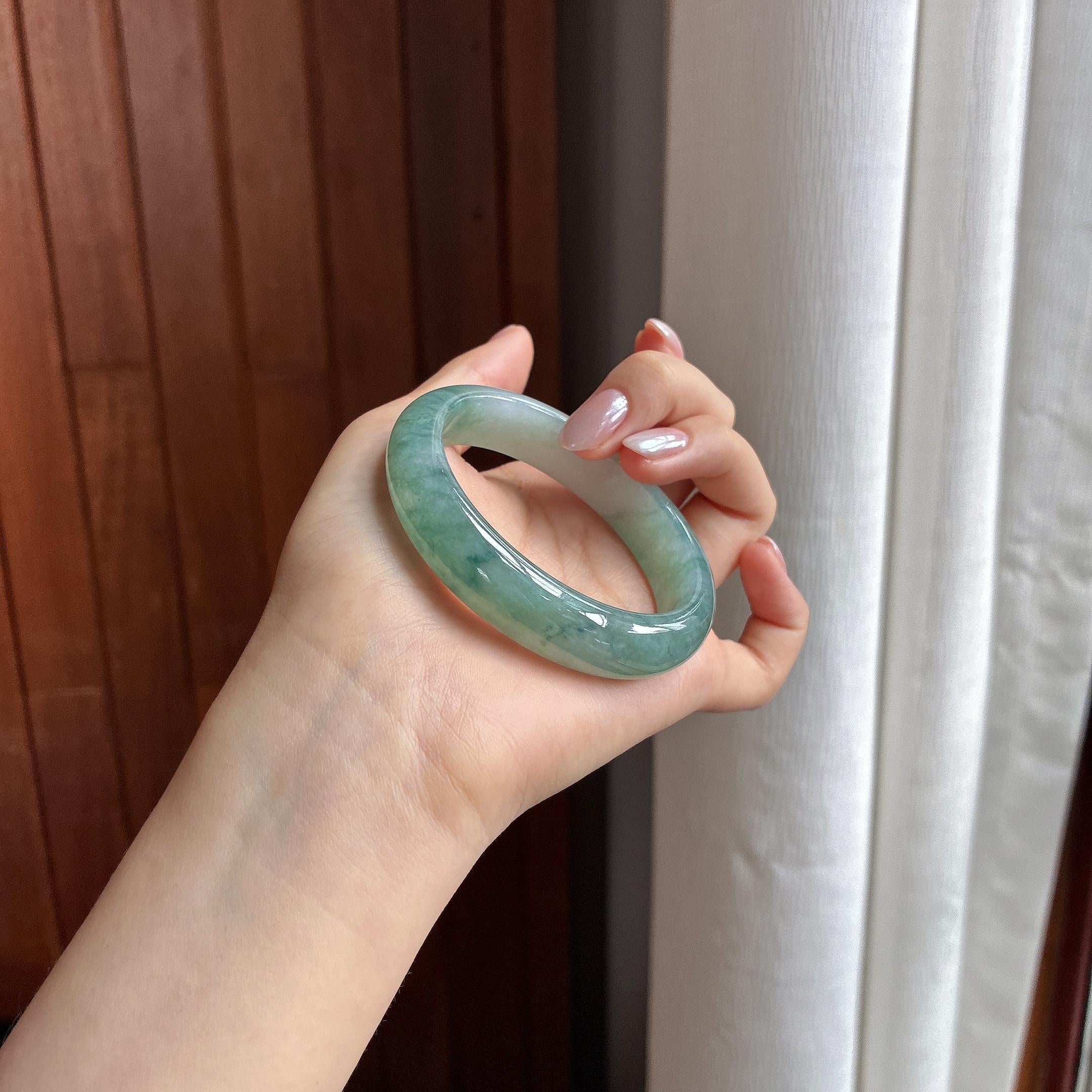 糯冰飘花贵妃镯 53圈 天然缅甸Ａ货翡翠（yc487663）