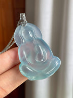 18k扣冰种蓝底翡翠送子观音（yc247186）