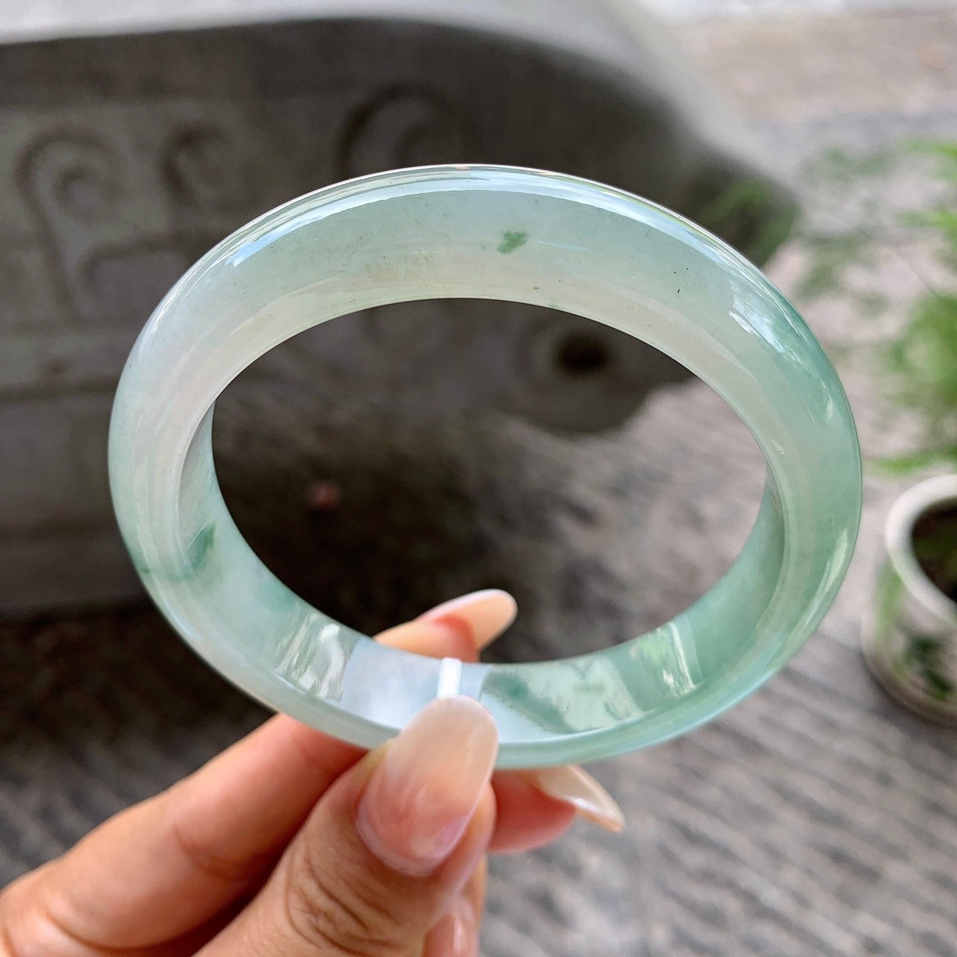 细糯种飘花平安镯（59.2mm）（yc202386）