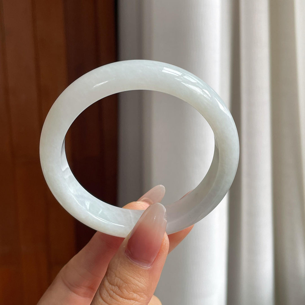 糯冰白月光翡翠平安镯（55.5mm）（yc303135）