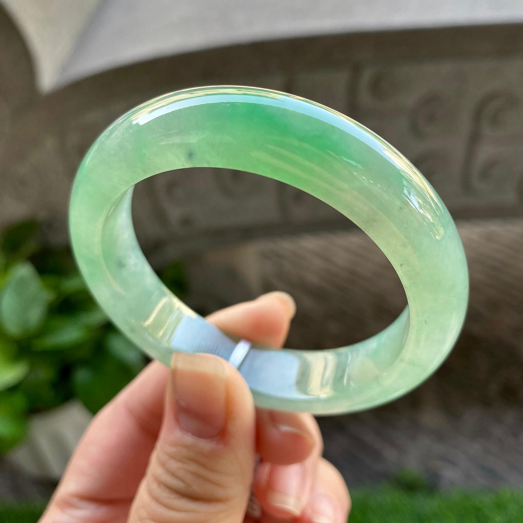 糯冰种晴底飘绿平安镯（53mm）（yc304780）