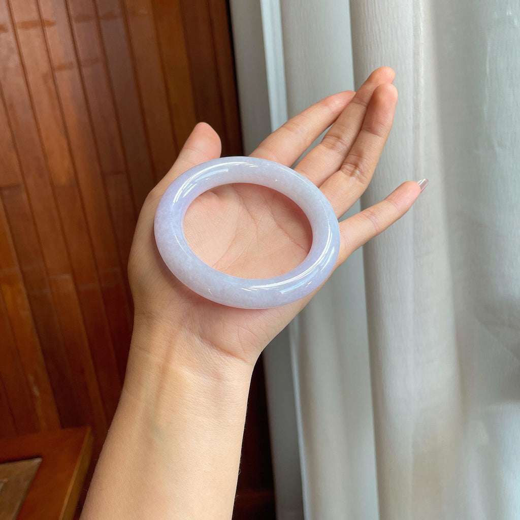 糯冰淡紫罗兰翡翠圆条手镯(56.2mm)（yc316599）
