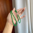 糯冰满绿翡翠珠串项链（yc264165）