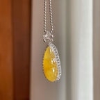 18k金钻镶糯冰黄翡翡翠豆子（yc265160）