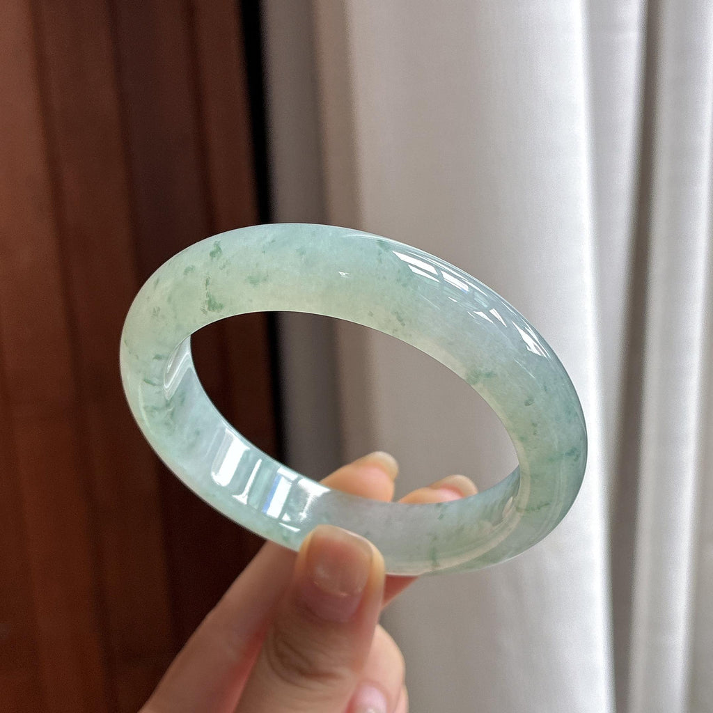 冰种晴底带飘花正圈平安镯 57圈 天然缅甸A货翡翠（yc484422）