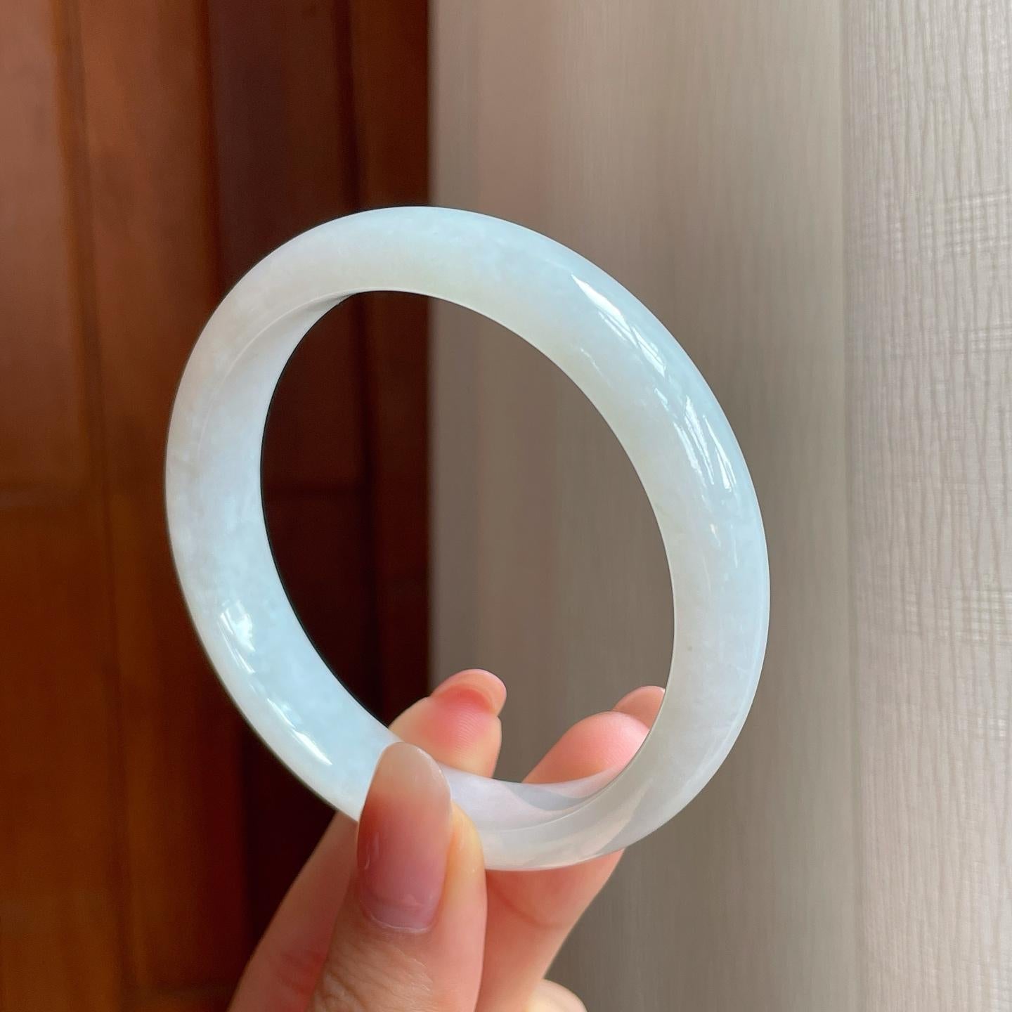 糯冰白月光翡翠平安镯（58.7mm)（yc373977）