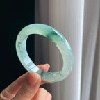 冰种飘花翡翠平安镯（53.8mm）（yc403434）