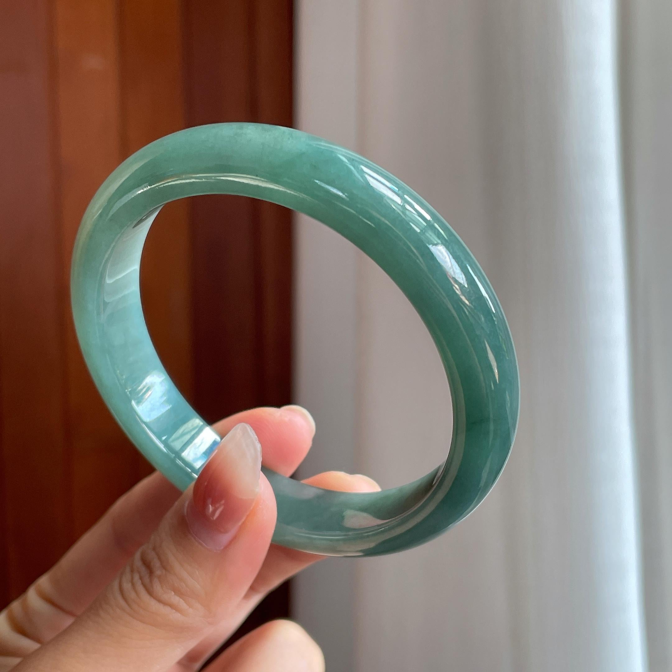 糯冰湖水绿翡翠平安镯（62.5mm）（yc346542）