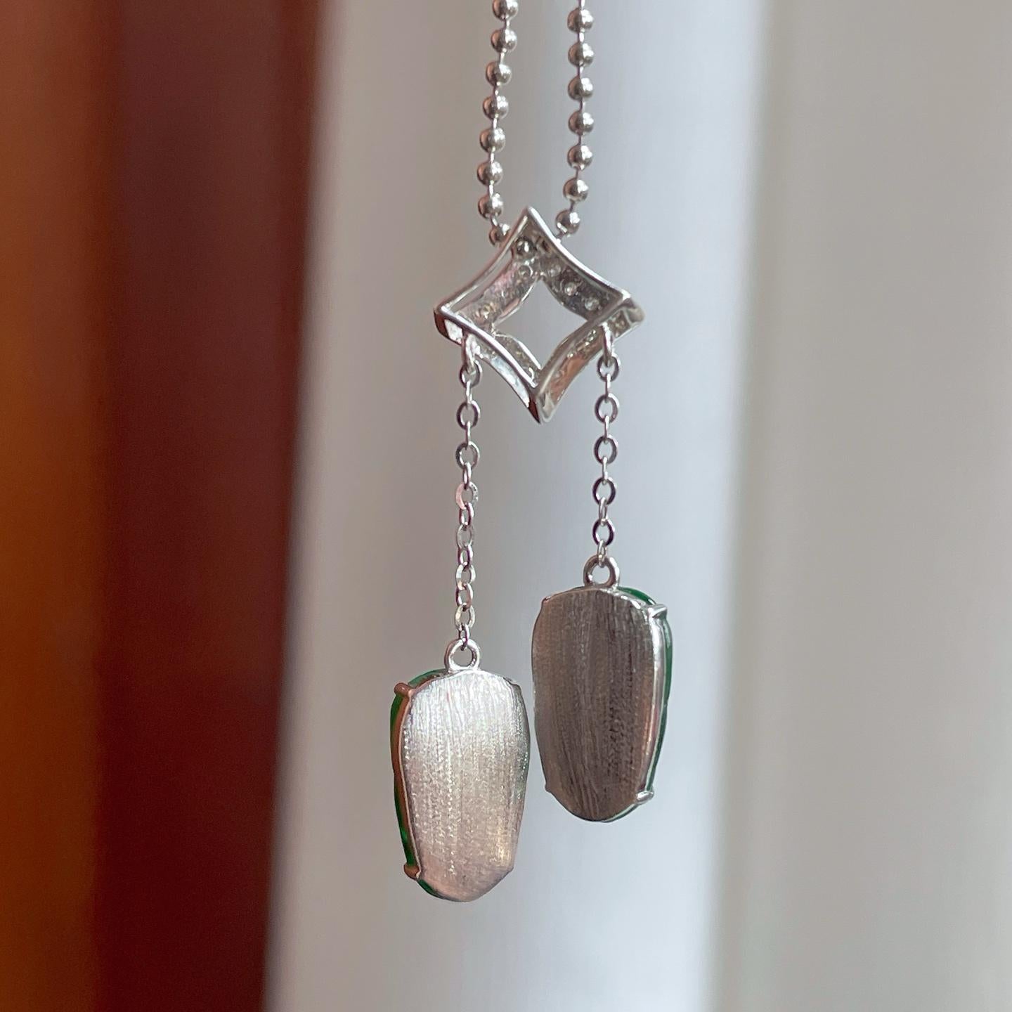 18k金镶糯冰满绿翡翠叶子（yc244916）