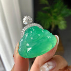 18K金钻镶冰种满绿佛公吊坠（yc252552）