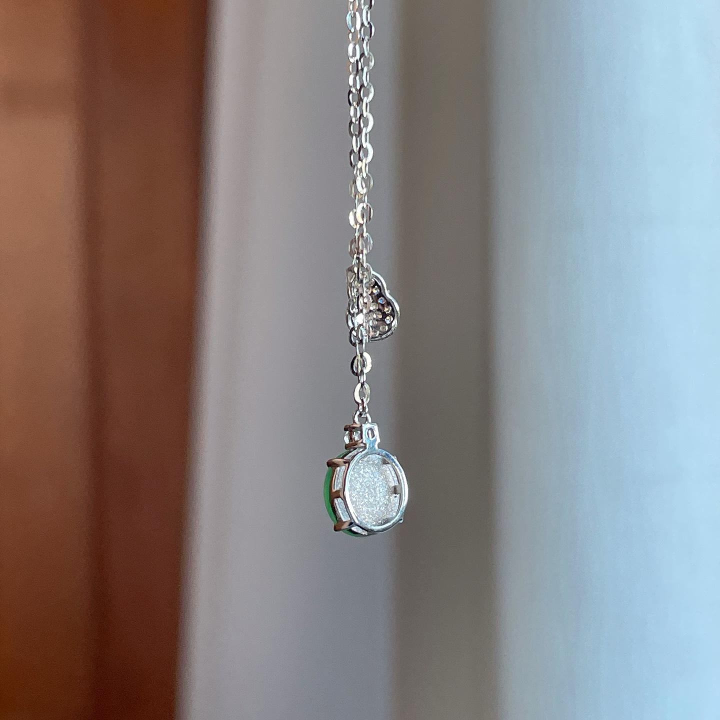 18k金钻镶冰种满绿翡翠蛋面吊坠（yc266471）