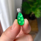 18K金钻镶冰种满绿福豆吊坠（yc257221）