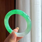 冰种阳绿翡翠圆条手镯（51.3mm）（yc419204）