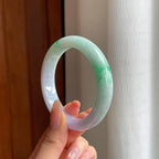 糯种春带彩翡翠平安镯（57mm)（yc365766）