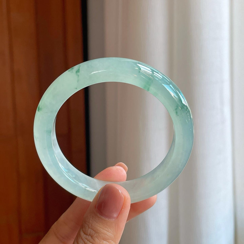 冰种飘花翡翠平安镯（55.7mm）（yc278697）