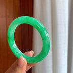 糯冰满绿翡翠圆条手镯（57mm）（yc408403）