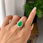 18k金钻镶冰种满绿葫芦戒指（yc255613）