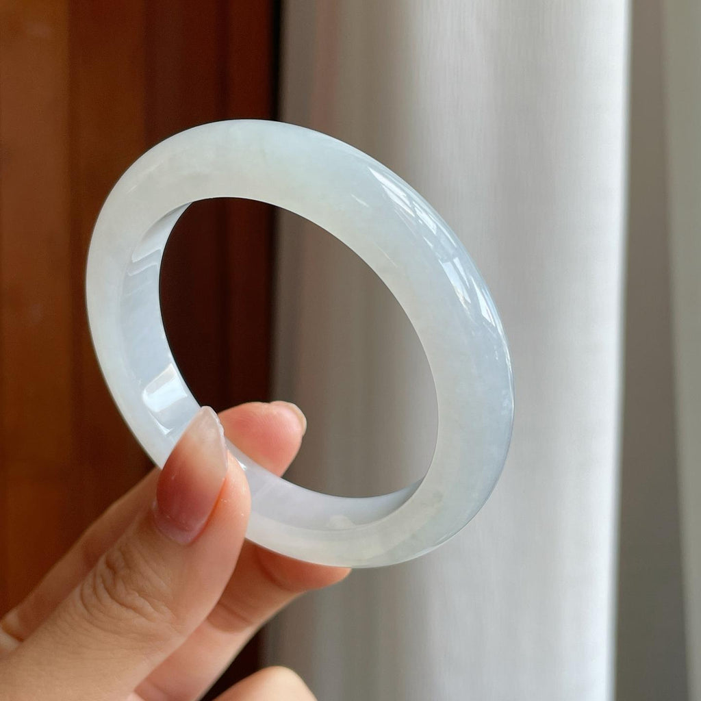 糯冰无色翡翠平安镯（53.7mm）（yc311406）