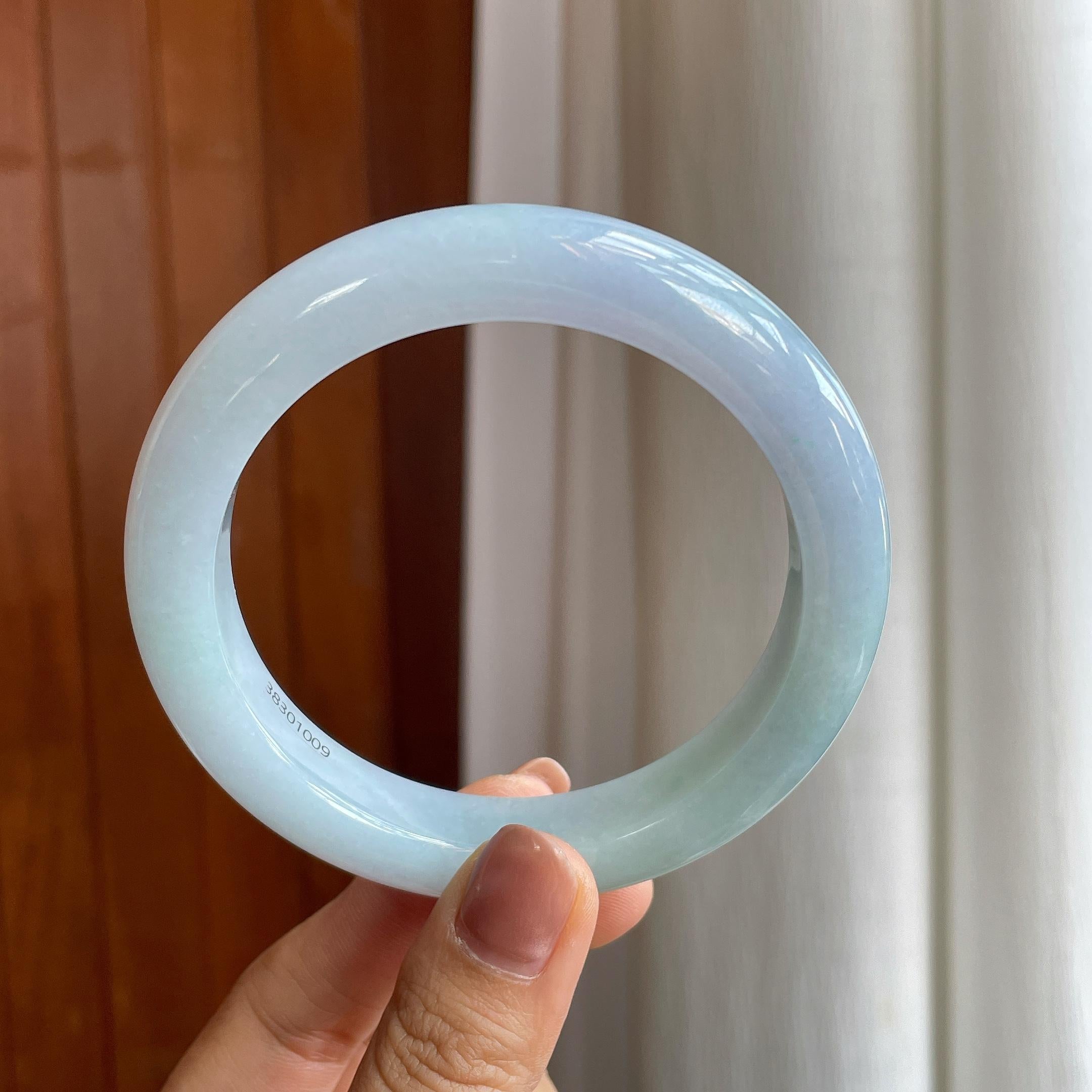 糯冰淡春彩翡翠平安镯（63.5mm）（yc289697）