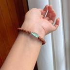 18k金钻镶冰种带底色翡翠豆子手串（yc249166）