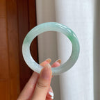 糯冰带色翡翠平安镯（58mm)（yc388754）