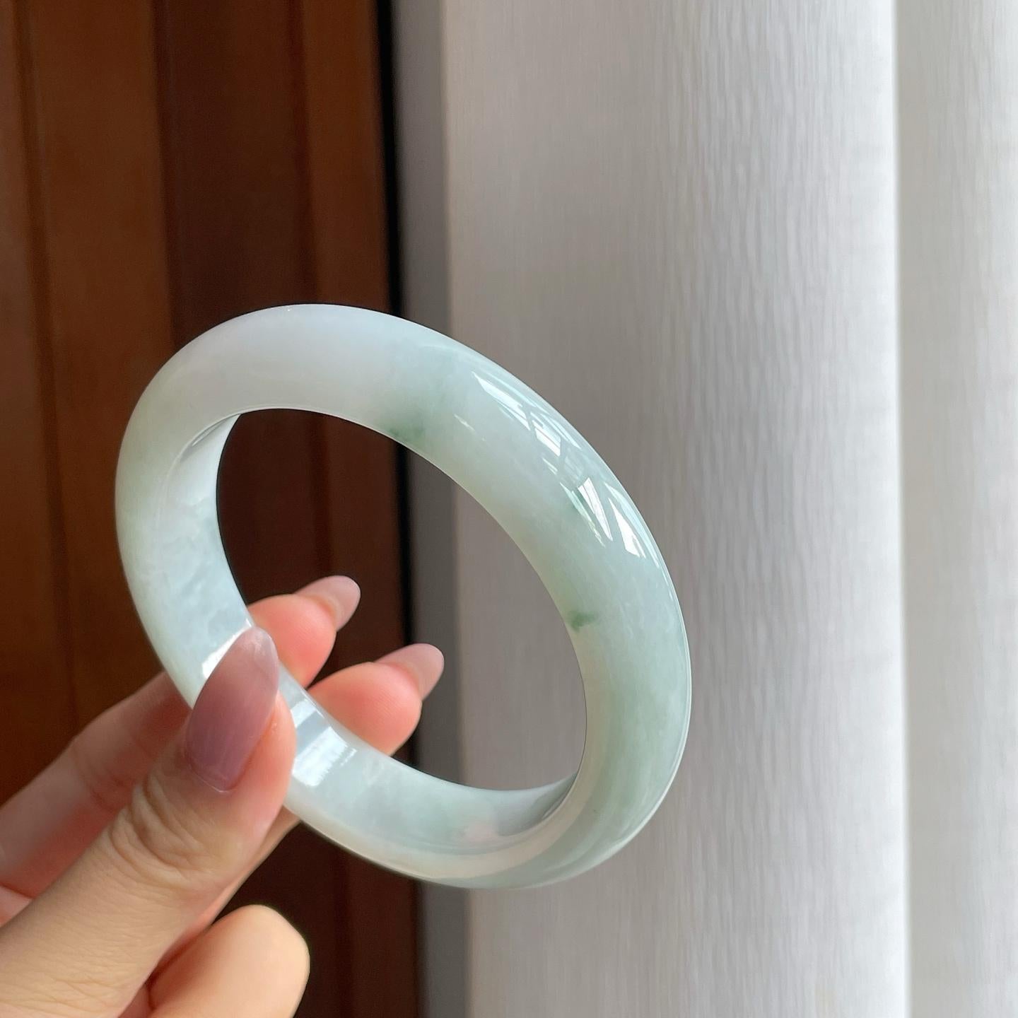 糯冰飘花翡翠平安镯（63mm）（yc286502）