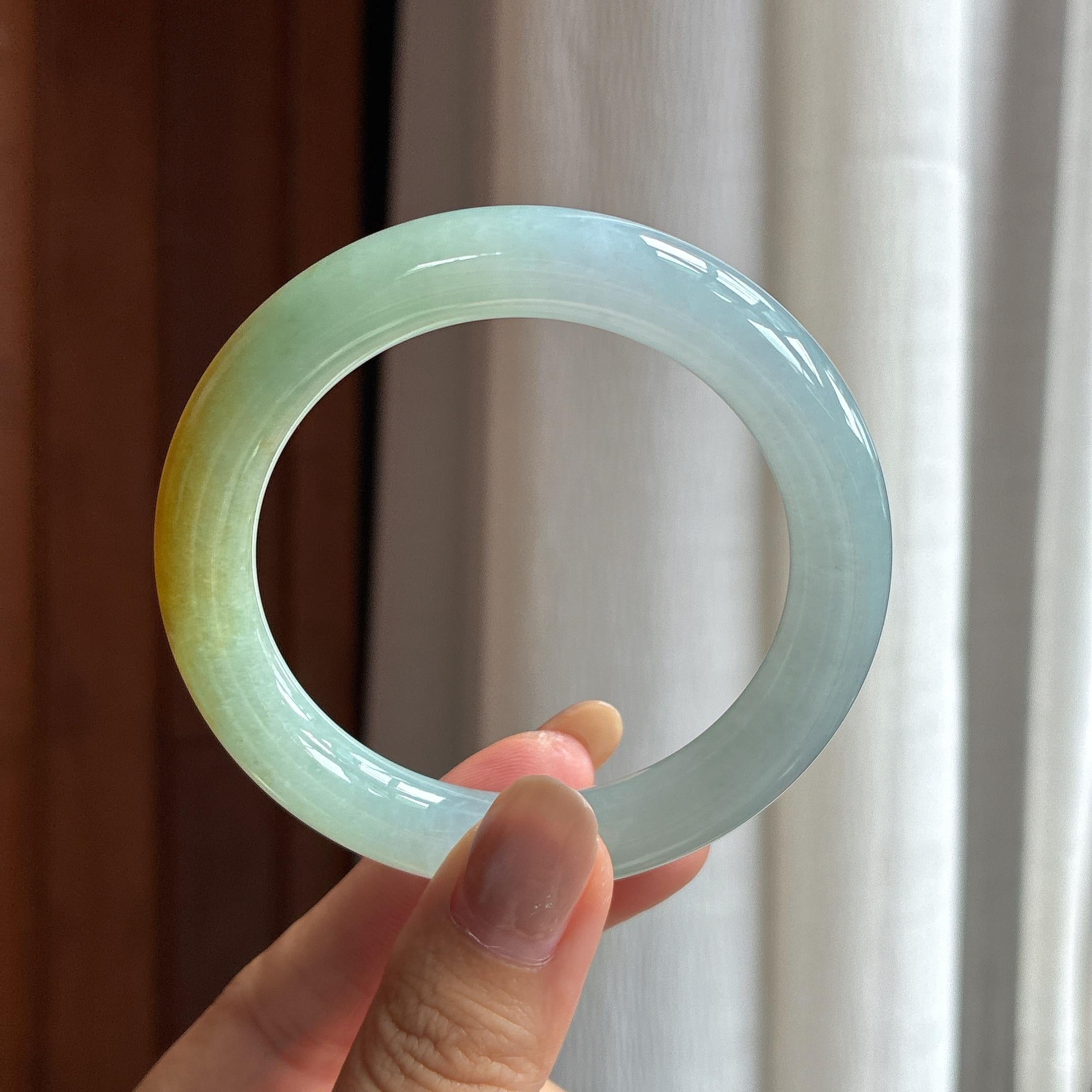 细糯冰黄翡圆条手镯（53.5mm）（yc420180）