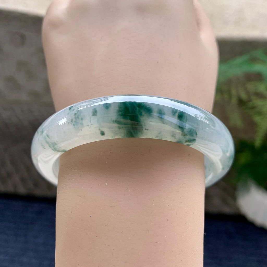 糯冰种飘花平安镯（57.7mm）（yc233906）