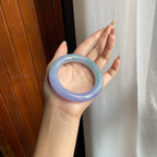 糯冰种春彩紫罗兰翡翠圆条手镯（54mm）（yc221885）