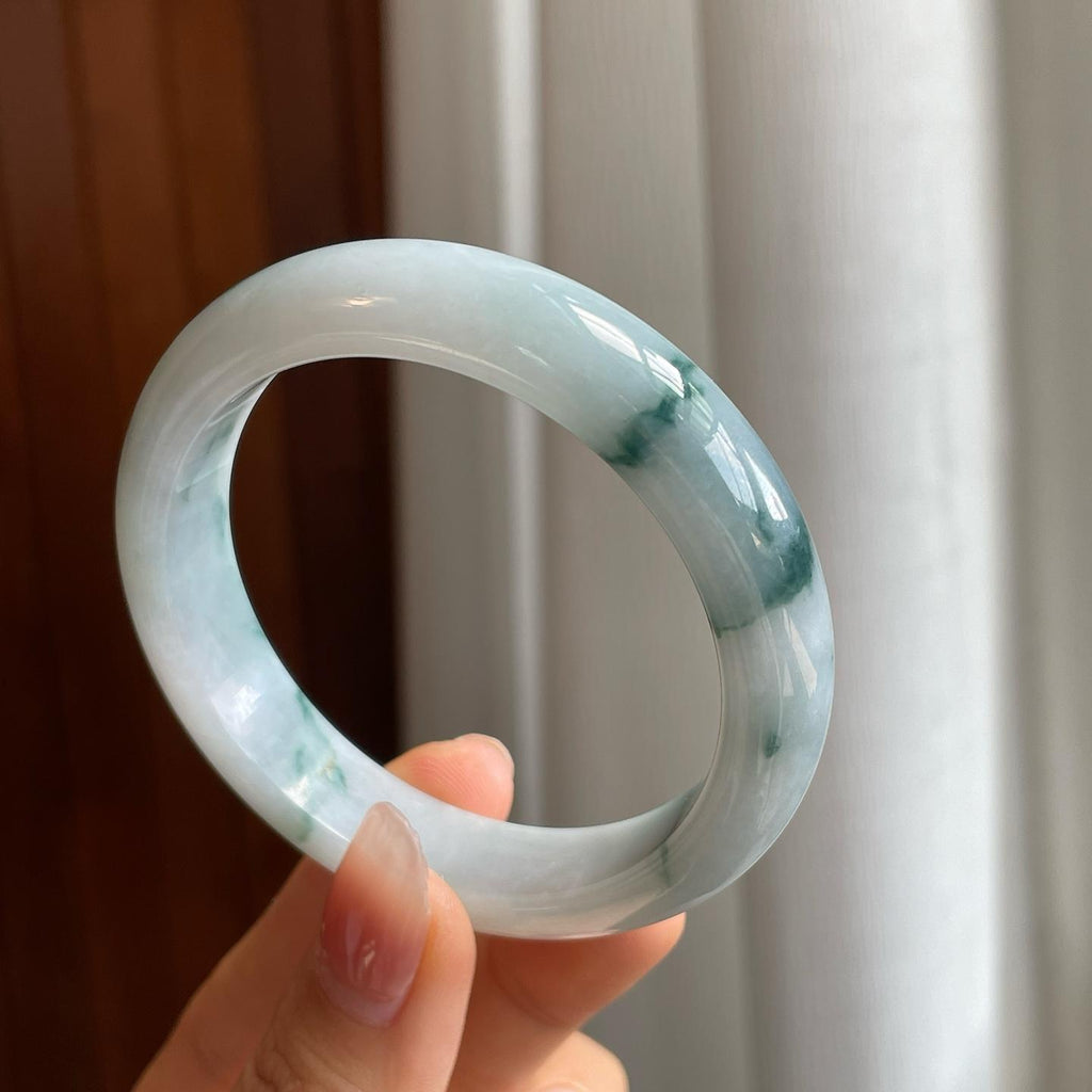 糯冰飘花翡翠平安镯（55.5mm）（yc314128）