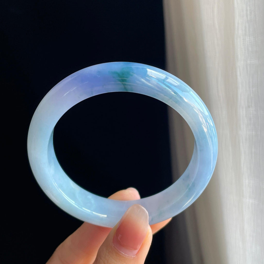 糯冰种紫罗兰翡翠平安镯（58mm)（yc323771）