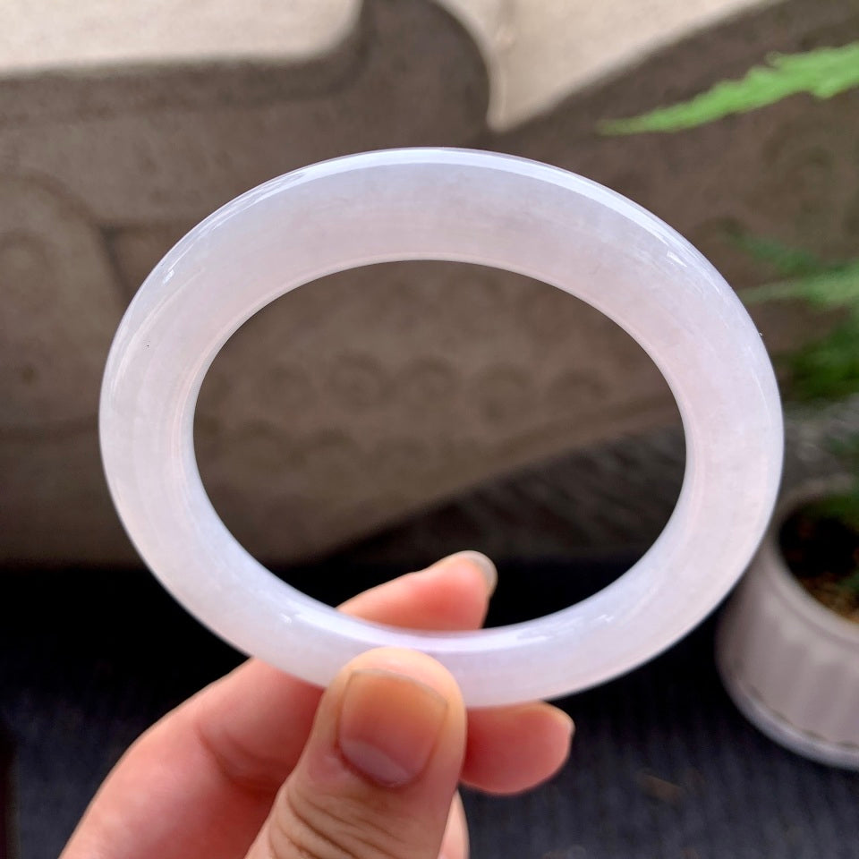 糯化无色翡翠圆条手镯（54.8mm）（TF06240001）