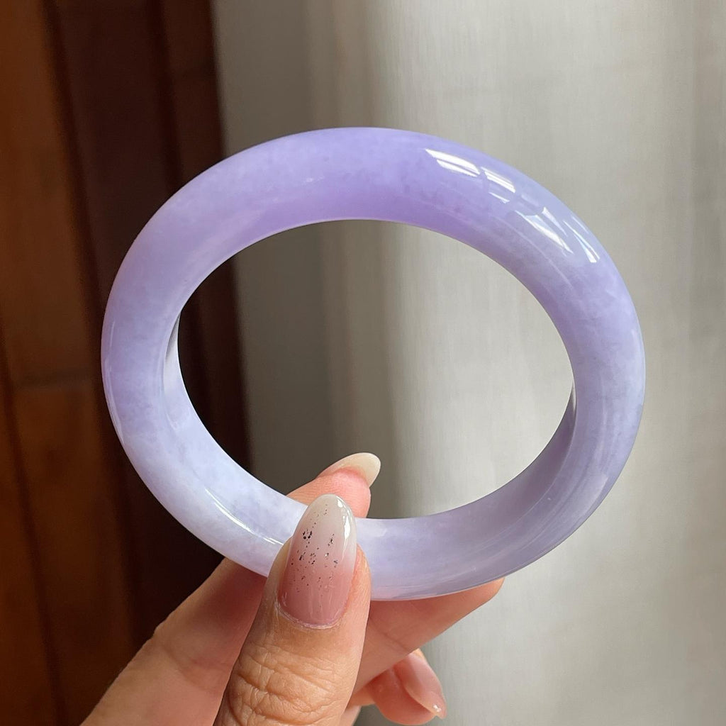 糯冰种紫罗兰翡翠平安镯（57mm）（yc204374）