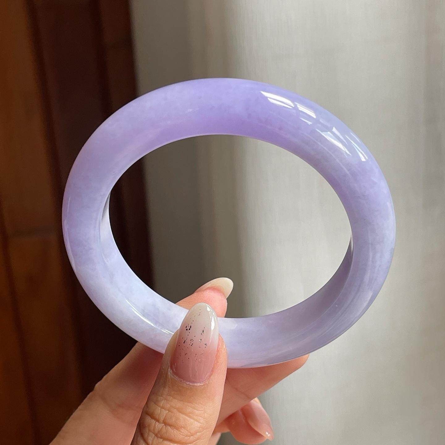 糯冰种紫罗兰翡翠平安镯（57mm）（yc204374）