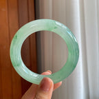 冰种晴绿底飘花翡翠圆条手镯（57mm）（yc279363）