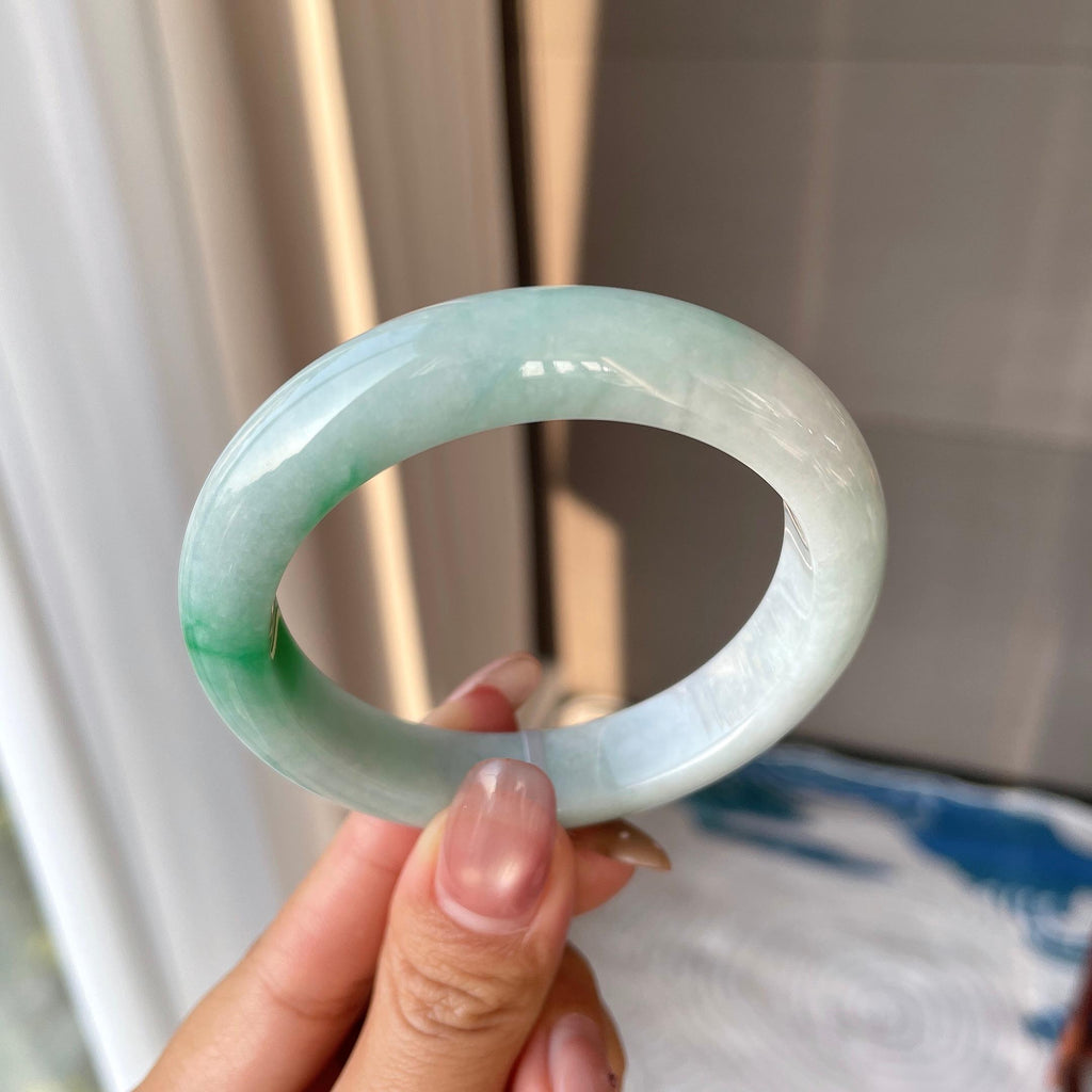 细糯种飘绿平安镯（54mm）（yc304247）