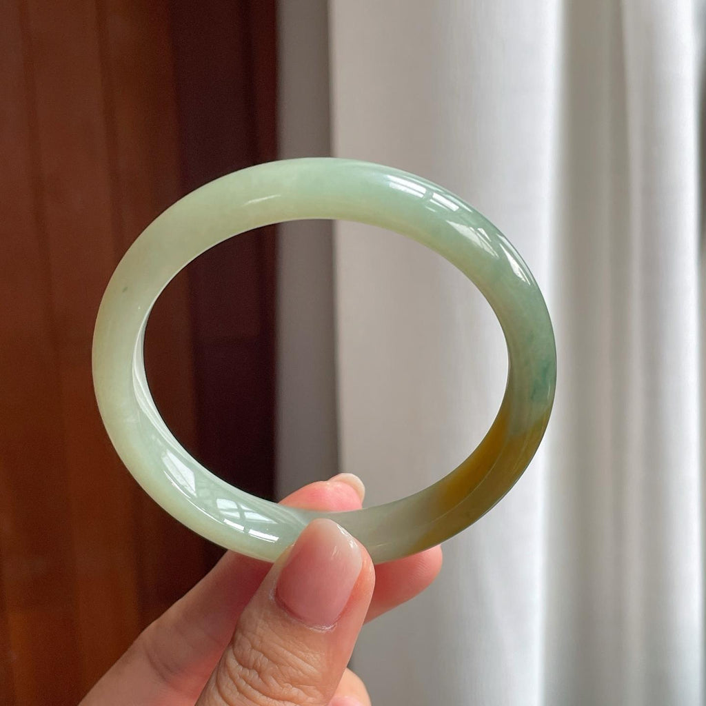 糯冰晴底黄翡翡翠平安镯（59mm）（yc377374）
