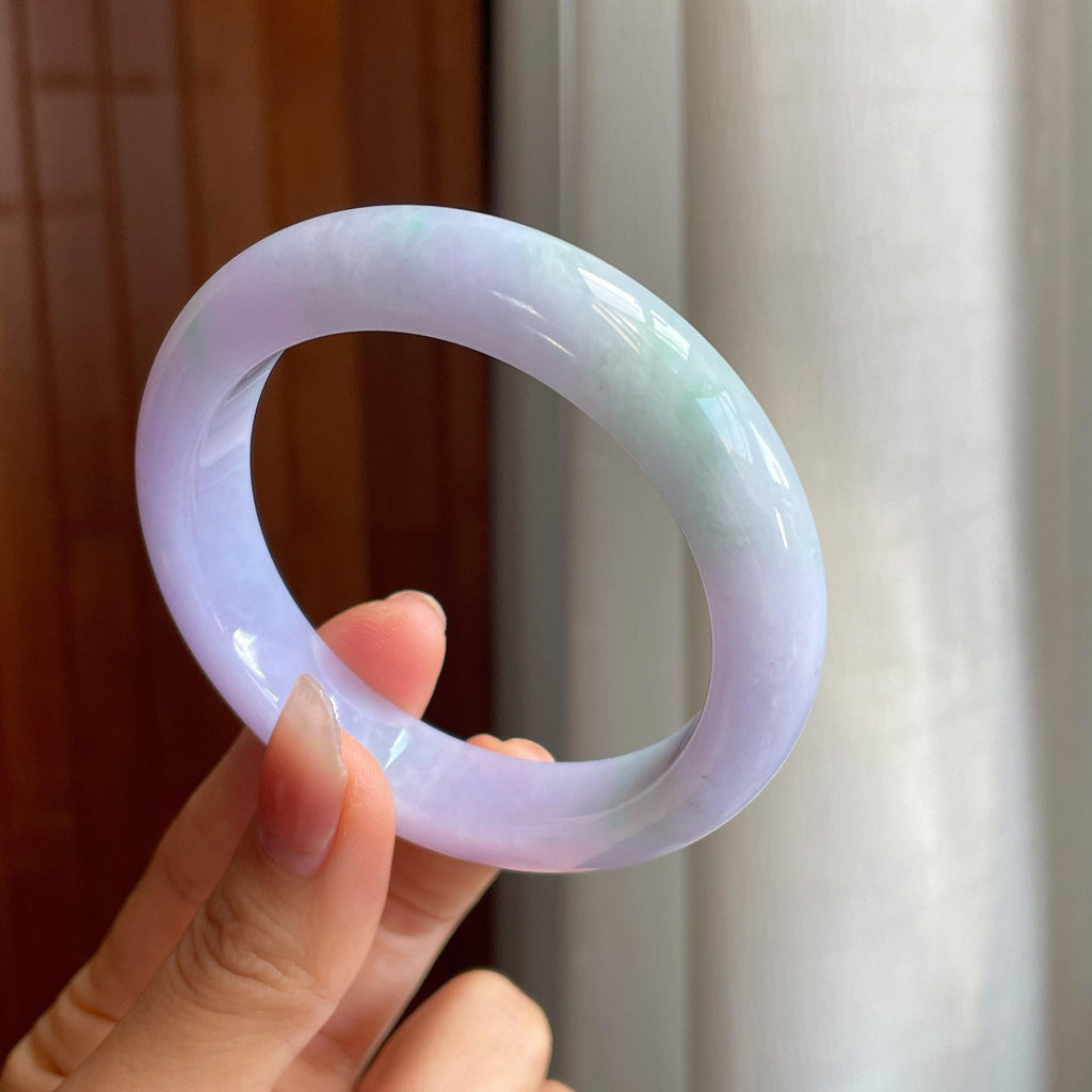 糯冰种春带彩翡翠平安镯（56.6mm)（yc316092）