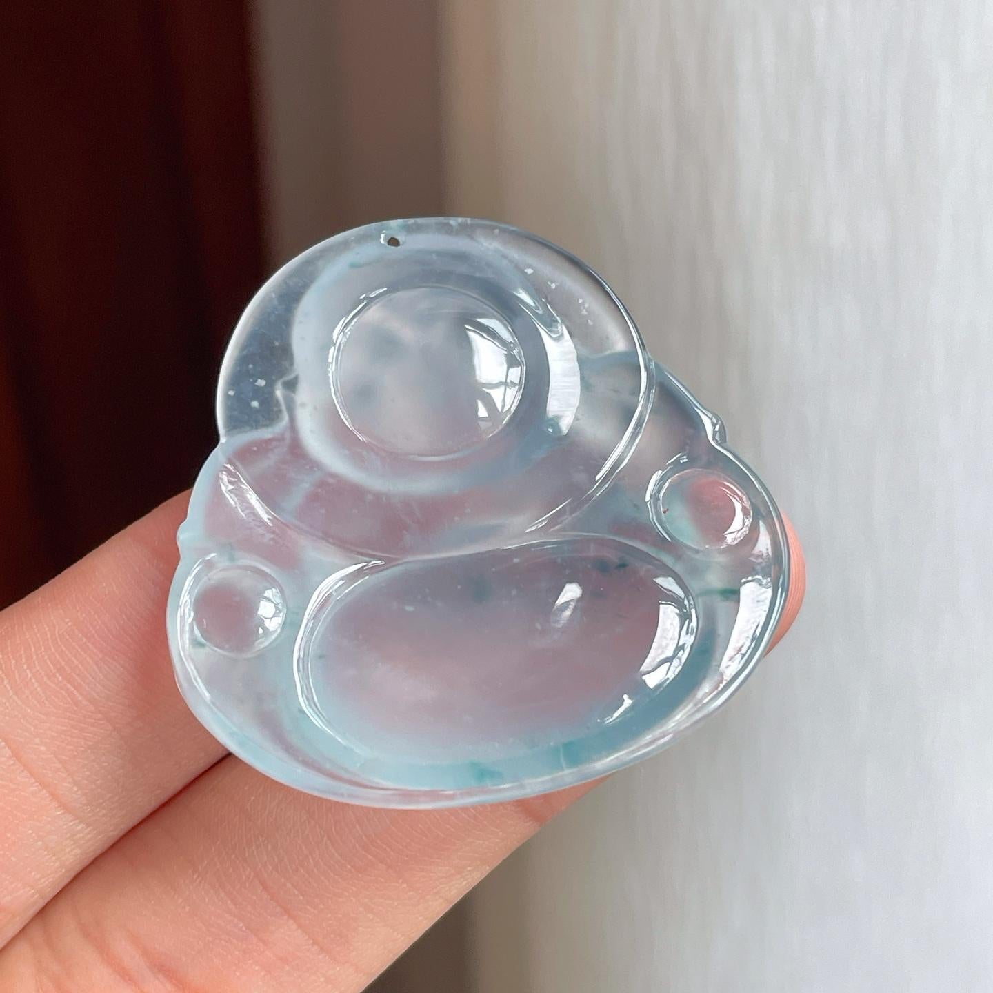 冰种蓝底飘花翡翠佛公（yc248545）