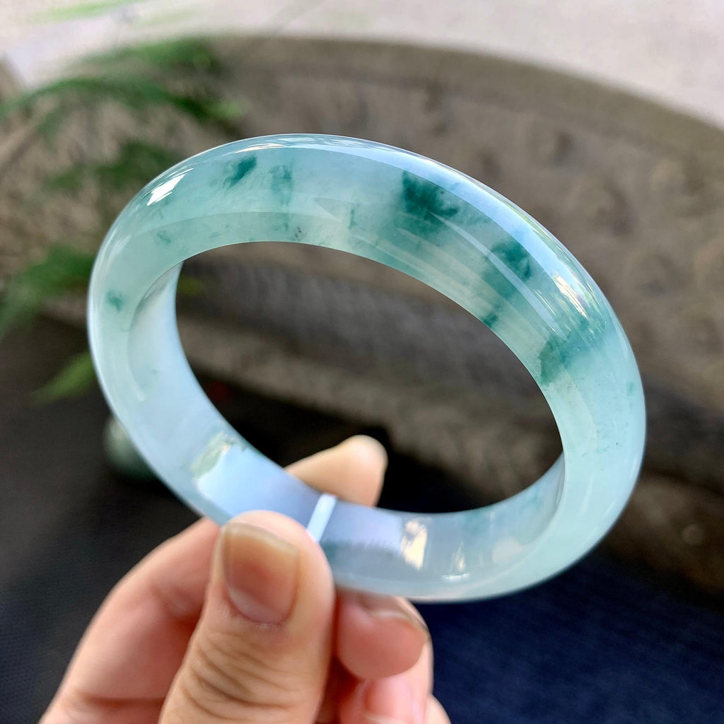 糯冰种飘花平安镯（55.7mm）（yc264509）