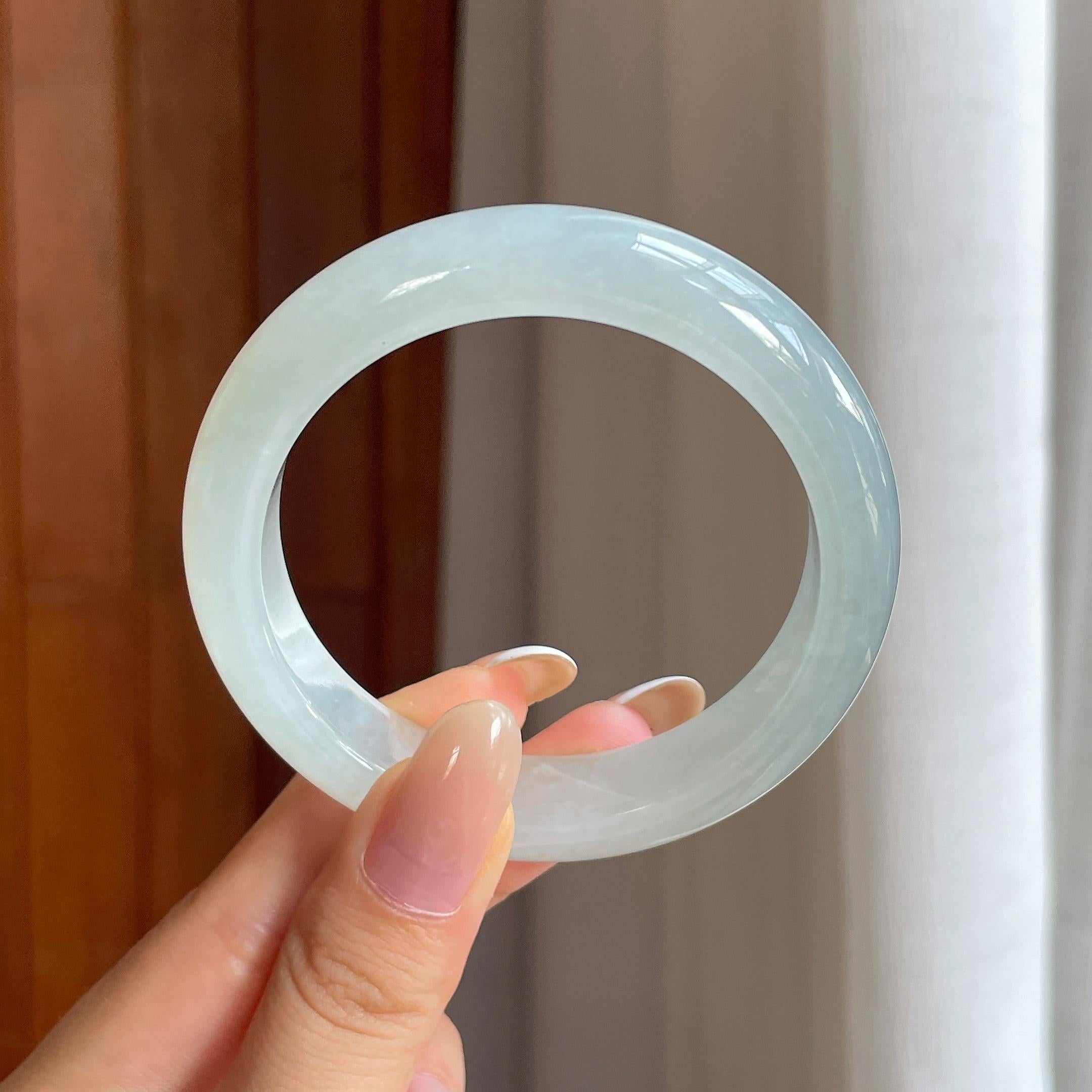 糯冰晴水翡翠平安镯（54.7mm)（yc424435）