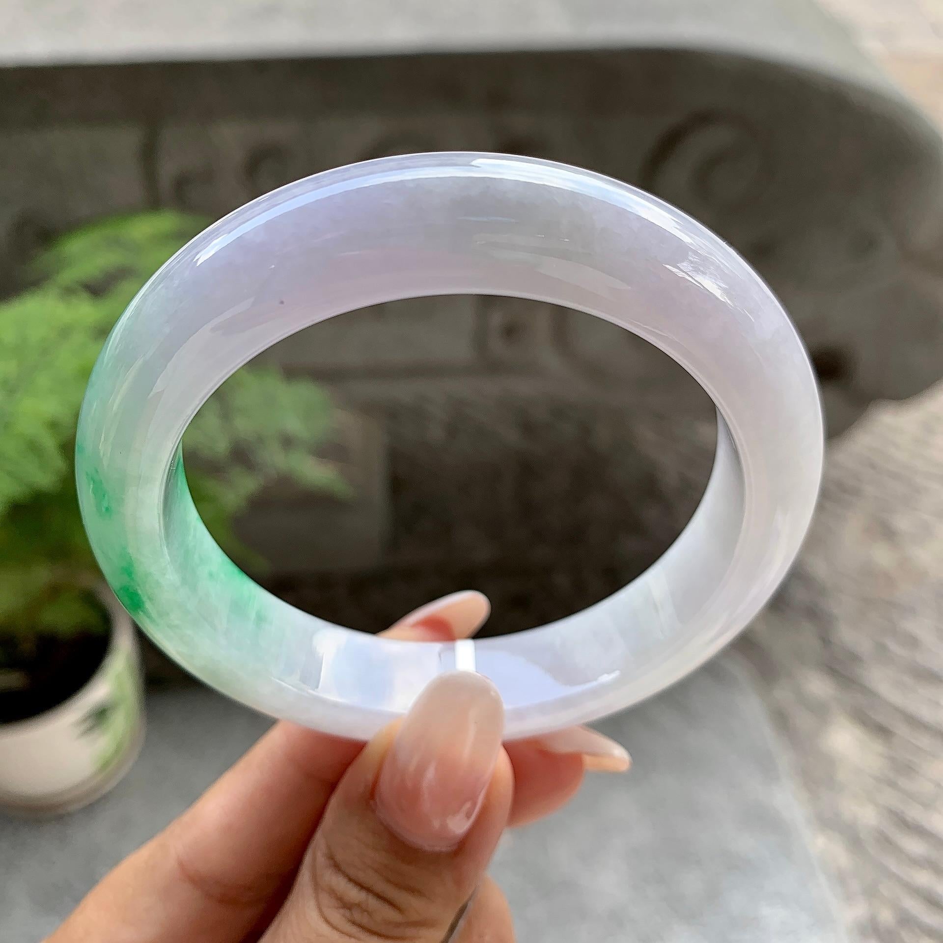 糯冰种春彩平安镯（57.4mm）（yc195338）