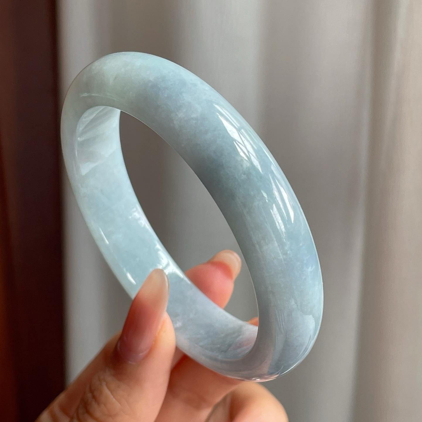 糯冰种紫罗兰翡翠平安镯（56mm）（yc194785）