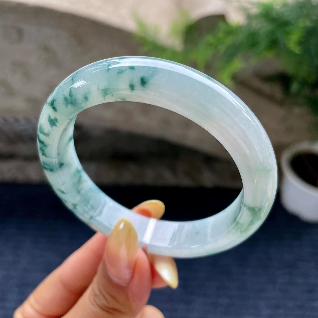 细糯种飘花正圈平安镯54.6圈 天然缅甸A货翡翠（yc489153）