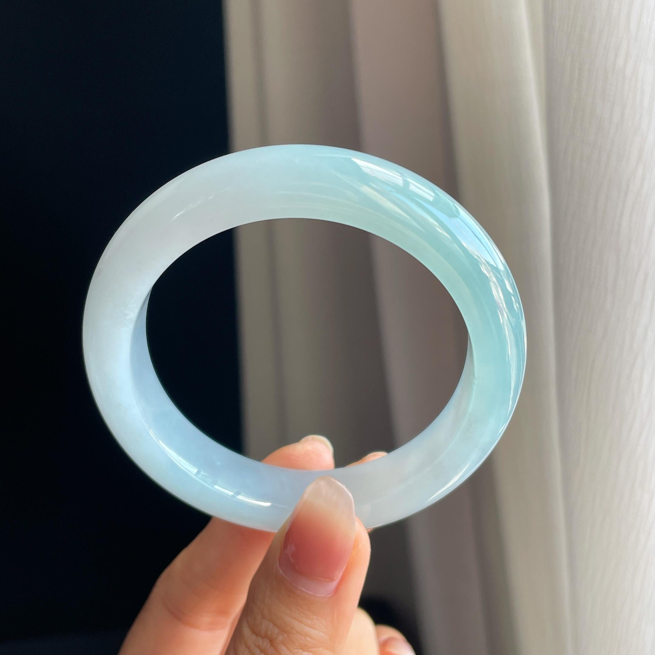 冰种蓝晴底翡翠平安镯（56.7mm)（yc318565）