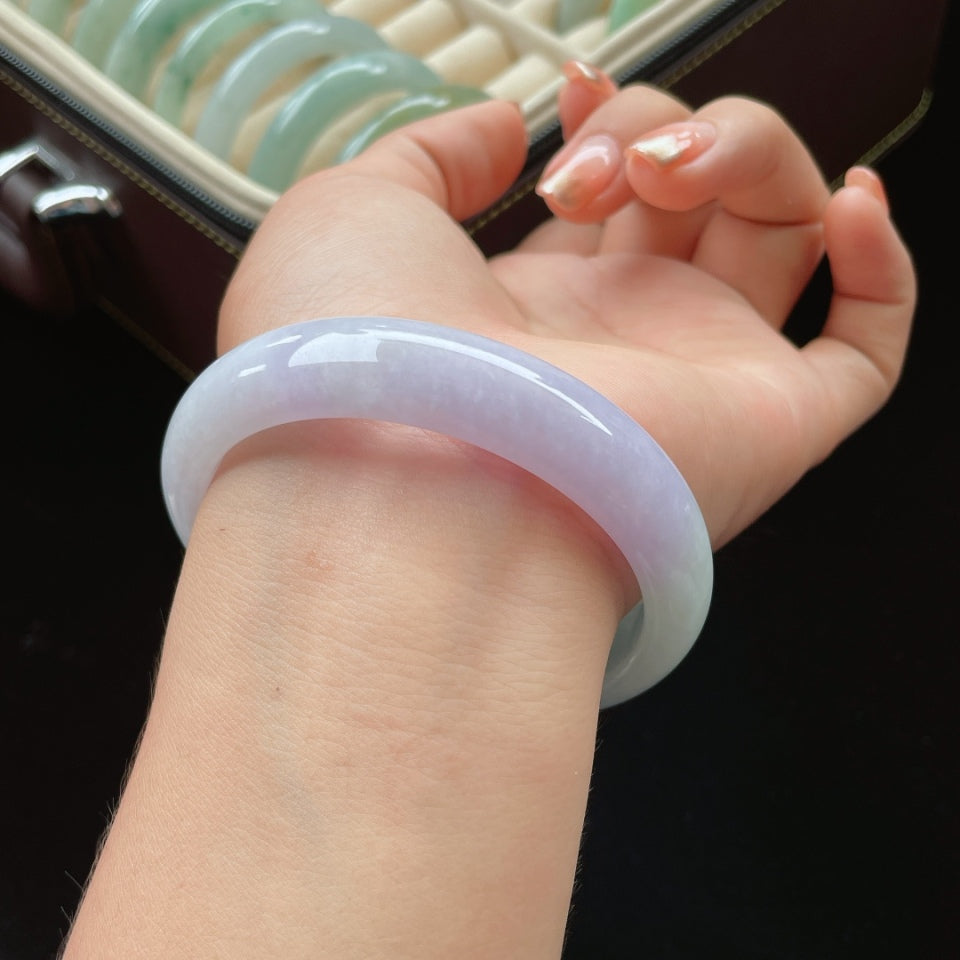 细糯种紫罗兰正圈翡翠手镯（59mm）（yc017378）