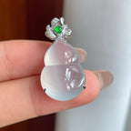 18k金镶冰种无色翡翠葫芦（yc244879）