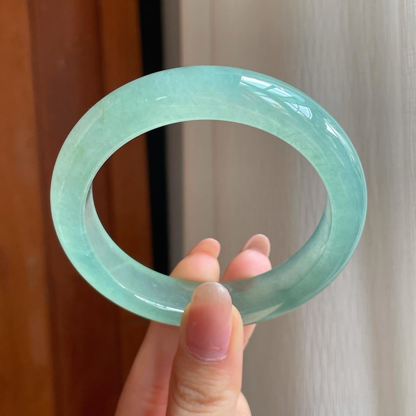 冰种晴底翡翠平安镯（57mm)（yc345452）