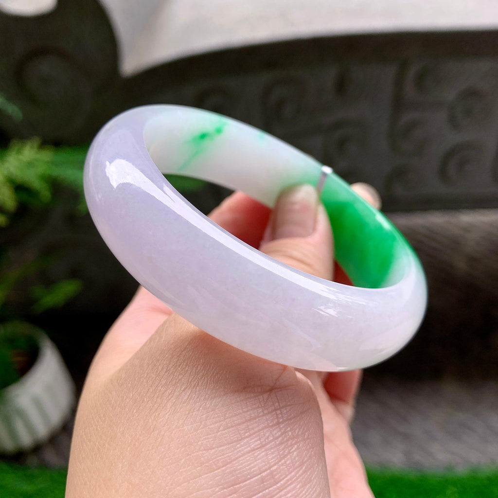 糯冰种飘阳绿宽版轮胎手镯（58.7mm）（yc253724）